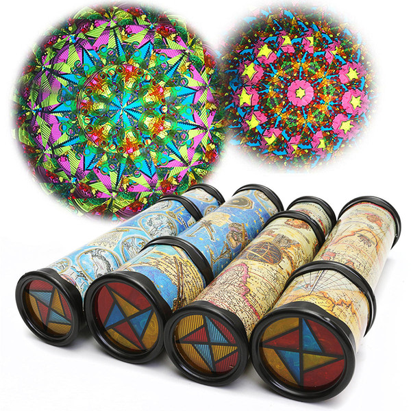 21cm Blue Yellow Magical Rotate Kaleidoscope Toy Extended Rotation Fancy Colored World Kids Toy X416