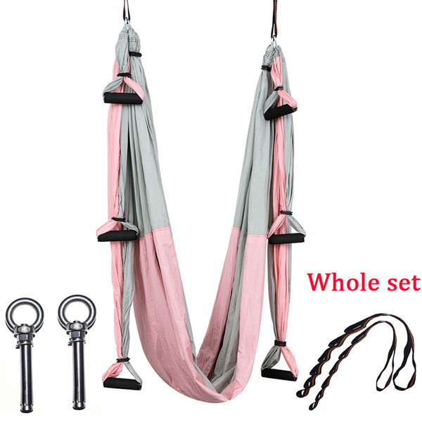 Nylon Anti-gravity Yoga Hammock with Screw Ring and Rope 2.5*1.5m Fitness Inversion Belts 6 Handles Hanging Swing Dropshipping