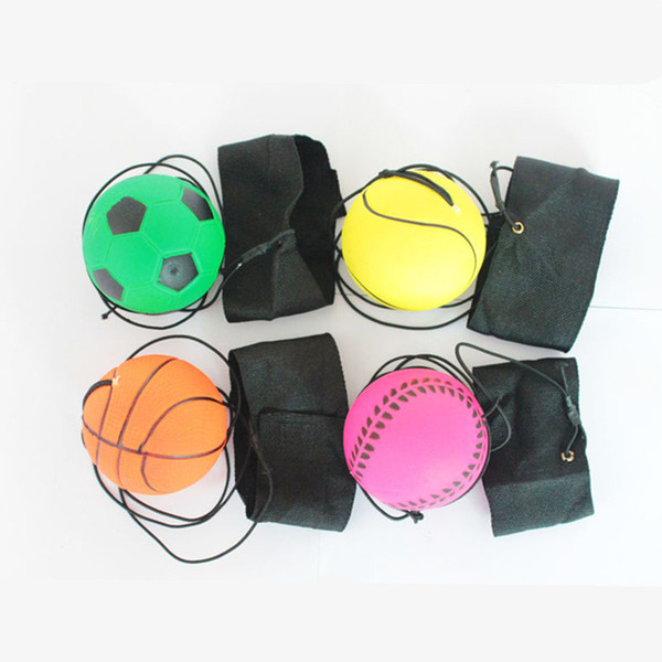 63mm Bouncy Fluorescent Rubber Ball Wrist Band Ball Board Game Funny Elastic Ball Training Antistress Toy Outdoor Games Magic Balls