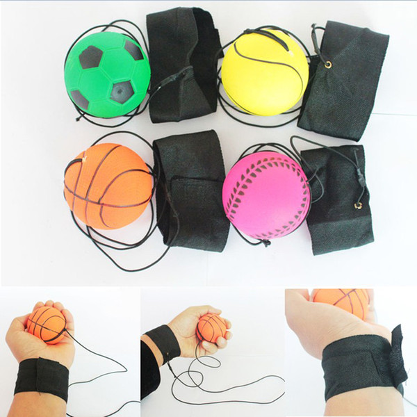 63mm Bouncy Fluorescent Rubber Ball Wrist Band Ball Board Game Funny Elastic Ball Training Antistress Toy Outdoor Games
