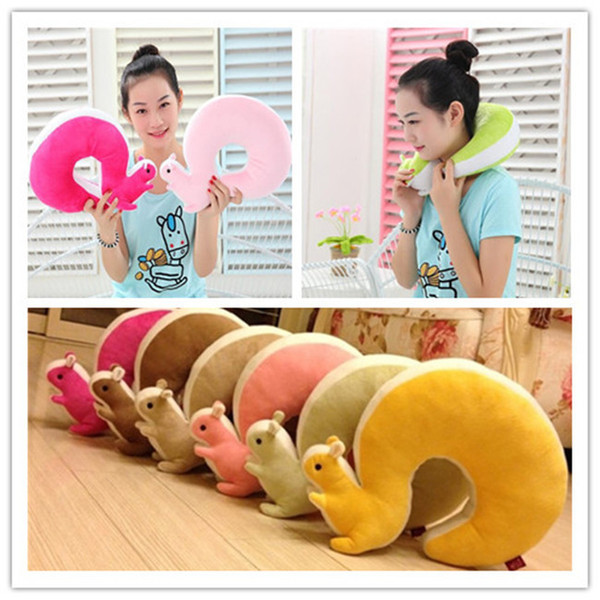 Nap Pillow 1Pcs Novelty Squirrel Animal Cotton Plush U Shape Neck Pillow Travel Car Home Pillow Nap Pillow Health Care