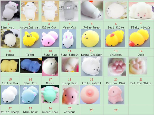 27 patterns Hasbro Toy Kawaii Original Japan Lazy Cat Mochi Decompress Squishy Squeeze Cat Healing Toy Cute Animal Dumpling Gifts for Kids