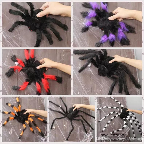 Halloween scary scary toy spiders, of all shapes and sizes