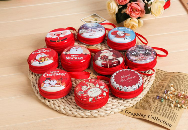 New Creative Tinplate Christmas trees Santa Claus Round Wallets Pendants Merry Christmas Gifts Children's Toys Christmas ornament