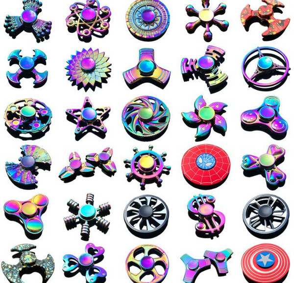 2018 Christmas Fidget spinners rainbow new metal Fidget Spinners Hand Spinner Finger EDC Toy Spins Tri-Spinner Spiral Gyro Fidget spinnig