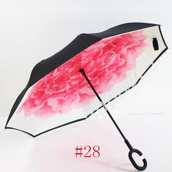 Inverted Umbrella Double Layer Reverse Rainy Sunny Umbrella with C Handle J Handle Self Standing Inside Out Special Design Sunny UmbrellaDHL