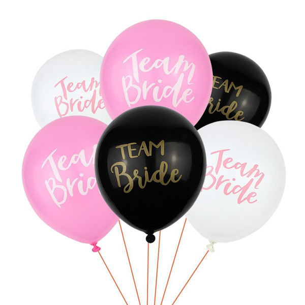 2018 Team Bride Latex Printed Balloons Pink white Black Party Wedding Decorations kids toy Party Supplies FFA444 1400PCS