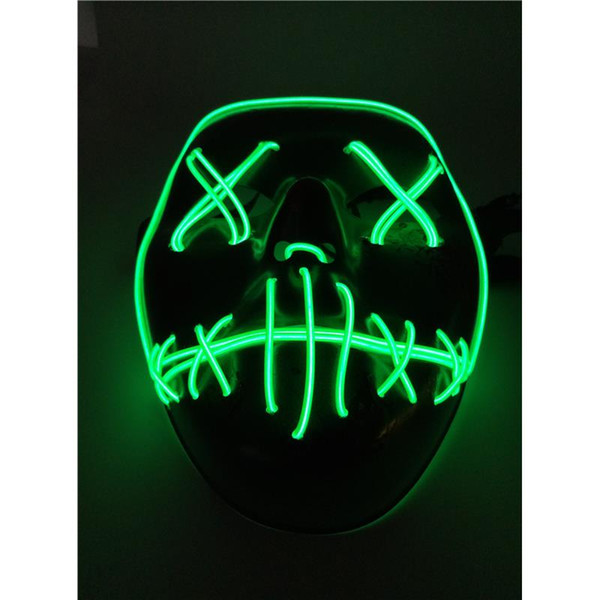 LED Mask The Purge Political Horror Cosplay EL Wire Masks Light Up Neon Skull For Halloween Party Concert Scary Party Theme Masks By DHL