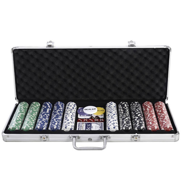 New Portable 500 Chips Poker Dice Chip Set Texas Hold'em Cards Aluminum Case for Leisure Sports Games