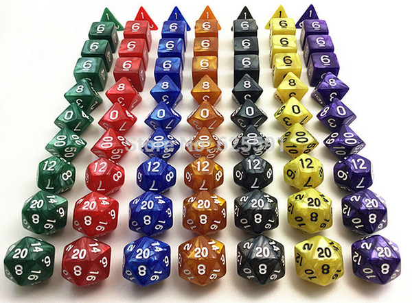 10pcs/set with dice bag D4 D6 D8 D10 D% D12 D20 dnd rpg Dice Set with Pearlized effect Multi-color Board Game