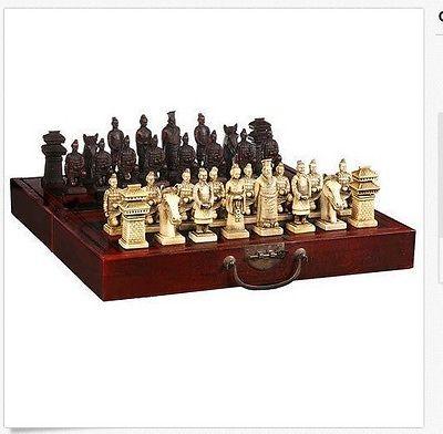 Wholesale Cheap Chinese 32 pieces chess set/box/Xian Terracota Warrior