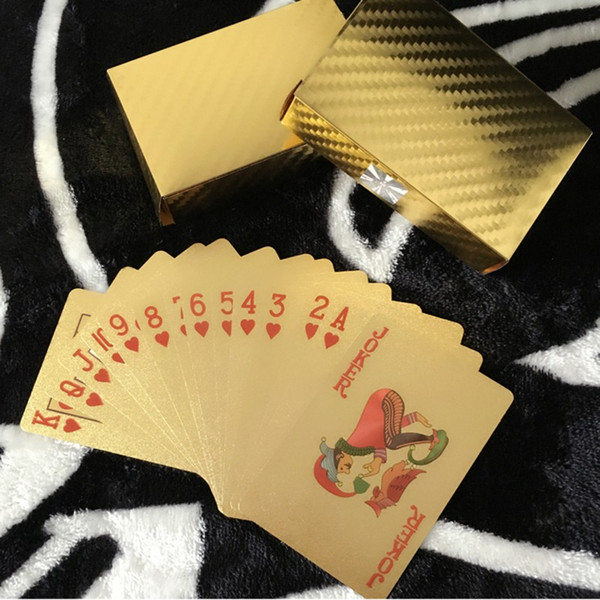 54pcs Original Waterproof Luxury 24K Gold Foil Plated Poker Premium Matte Plastic Board Games Playing Cards For Gift Collection