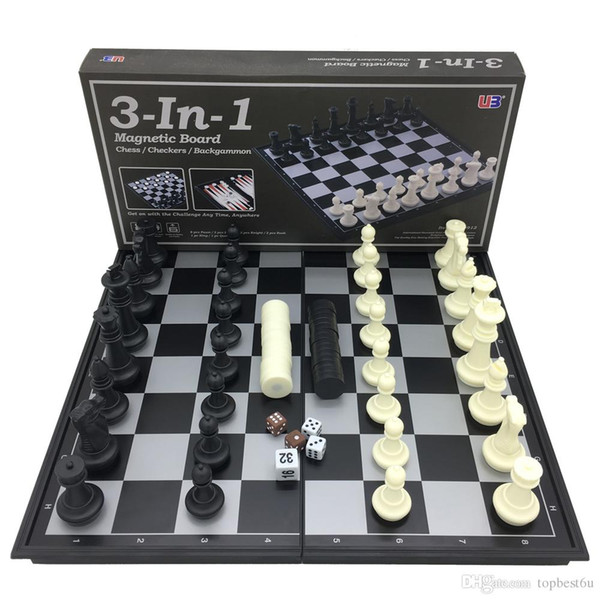 Chess Magnetic And Folding Chess & Checkers & Backgammon 3 In 1 Board Size S/M/L Large Chess Pieces For Student