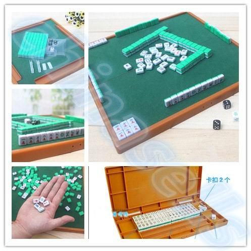 new Small Travel Mahjong set Mini Mahjong portable Mahjiang tiles with table traditional chinese family Board Game