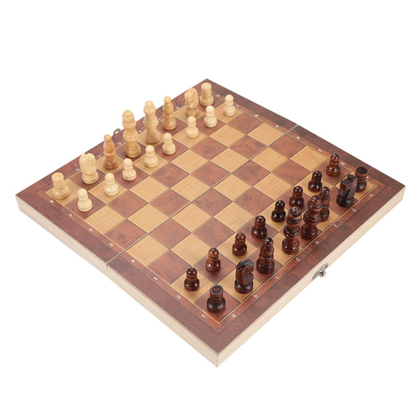 3-in-1 Portable Folding Board Wooden International Chess Set
