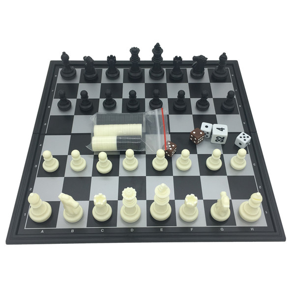 Folding Magnetic Board Game Plastic Chess & Checkers & Backgammon 3 in 1 Chess Sets With Chessboard And Chess Pieces Size S