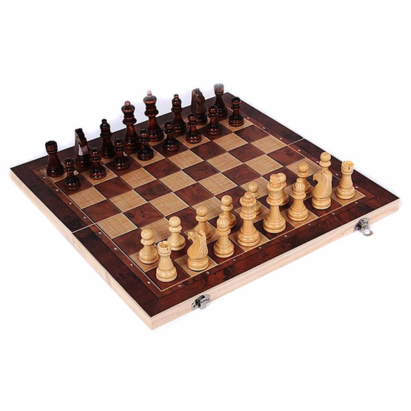 New Design 3 in 1 Wooden International Chess Set Board Travel Games Chess Backgammon Draughts Entertainment