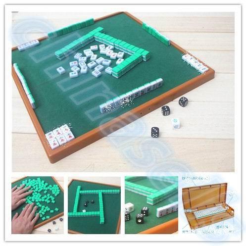 Small Travel Mahjong set Mini Mahjong portable Mahjiang tiles with table traditional chinese family Board Game
