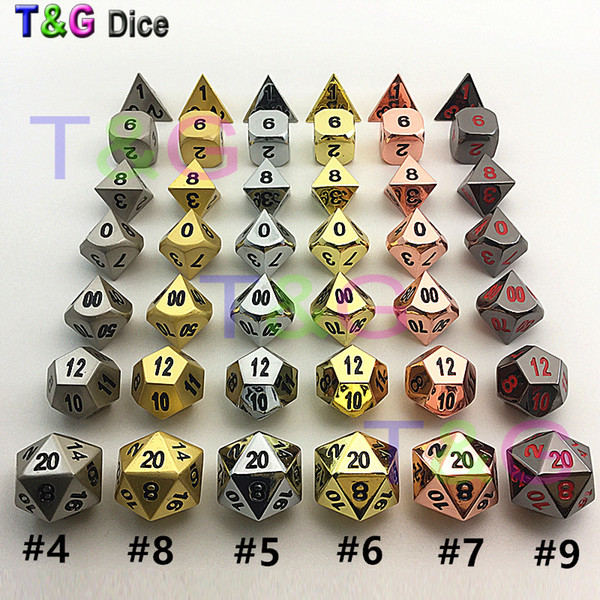 TOP Quality NEW Metal 7 Dice set d4 d6 d8 d10 d% d12 d20 for Board Game Rpg Dados juegos de mesa dungeons & dragon dice