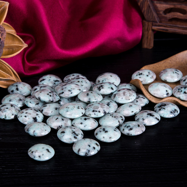 Nutural Dalmatian Jasper Double sides convex D shape Go game stone beads Chinese nice gift Weiqi set Free shipping 185pcs