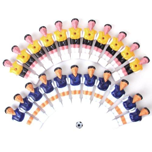 22Pcs Foosball Man Table Guys Man Soccer Player Part Yellow +Royal Blue With Ball