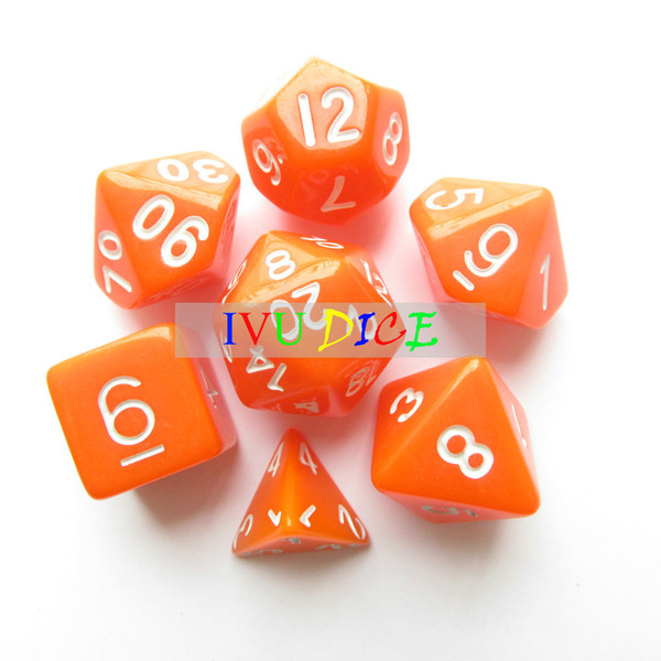 7pcs 1set DND Table BOARD GAME Dungeons&Dragons number D4 D6 D8 D10 D12 D20 dice orange Child Party Solid Colour dices IVU