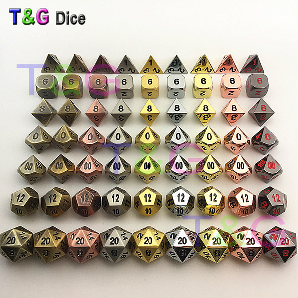 TOP Quality New Metalic 7 Dice set d4 d6 d8 d10 d% d12 d20 for Board Games Rpg Dados jogos dnd for man special gift