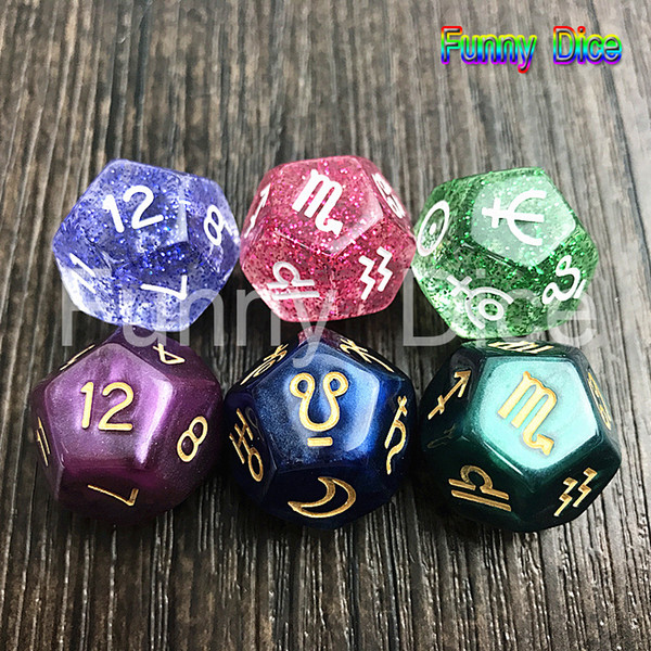 3pcs/set,Divine Dice Top Quality Acrylic Dice 12 Sides Tarot Dice ,6 Colors 22*22mm The Twelve Constellations