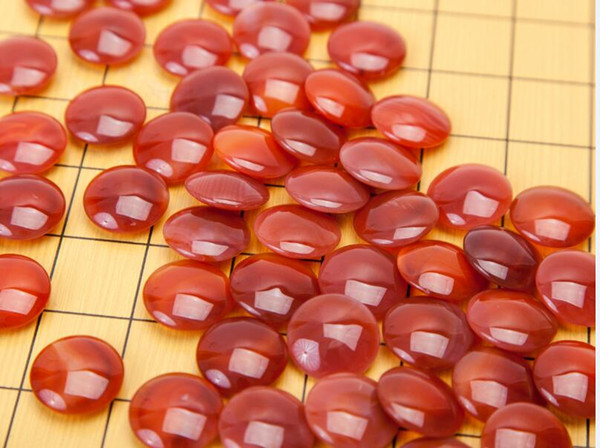 Natural stone double side convex go stones beads board game Red Agate