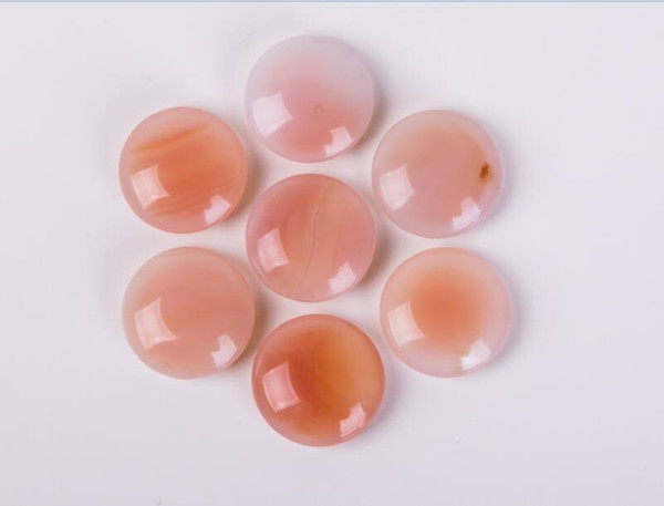 White with pink agate double convex 22x8mm Chinese chess weiqi beads
