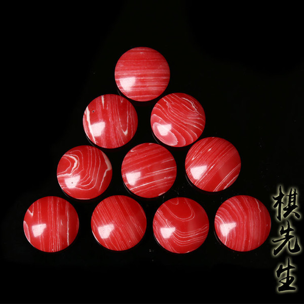 Red strip Gemstone go game beads double sides convex bead Chinese Chess beads