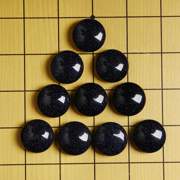 Blue sand stone chinese chess beads double sides convex igo weiqi bead wiki beads