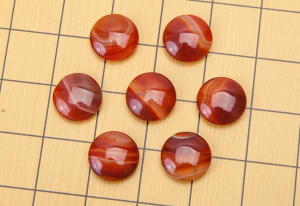 Natural double side convex go stone beads go game weiqi Red strip agate
