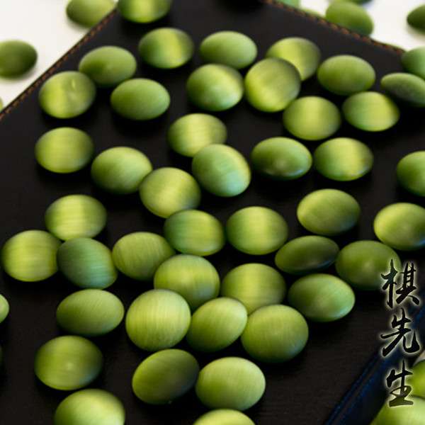 Frost tea green cat eye go game stone beads double convex weiqi wiki bead