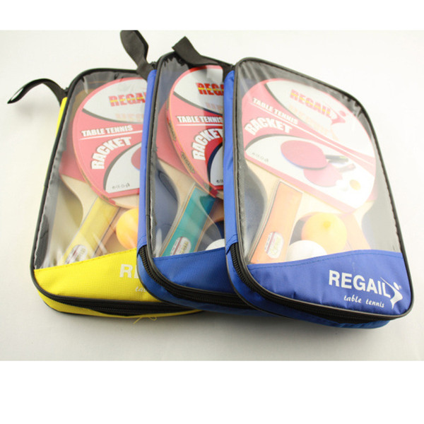 Table Tennis Racket Set Double Face Shake-hand Ping Pong Paddle with Retail Bag Training For Students Kids