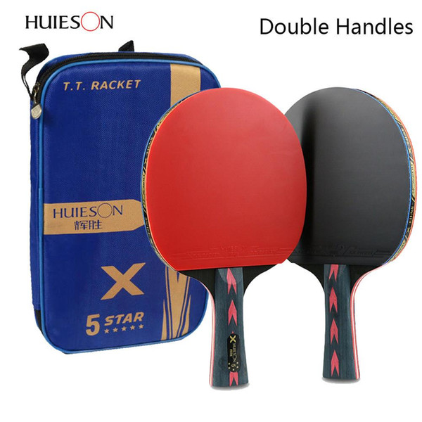 2pcs Upgraded 5 Star Carbon Table Tennis Racket Set Lightweight PowerfulPong Paddle Bat with Good Control