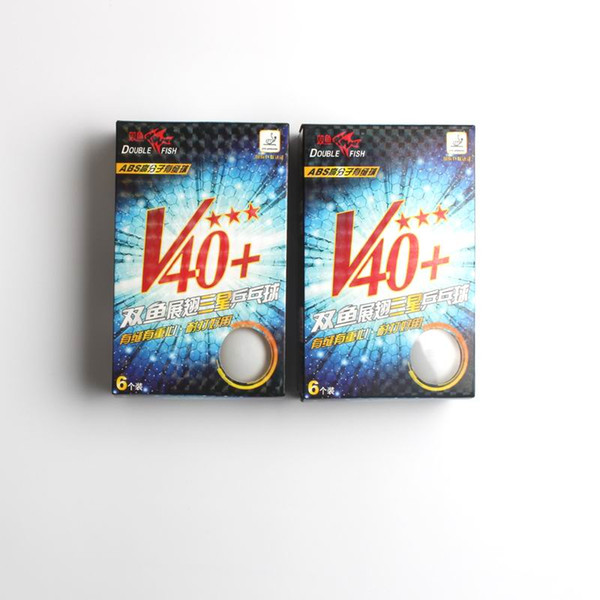 Original double fish 3 stars V40+ table tennis ball ABS polymer material forpong racket game wholesale total 12 balls