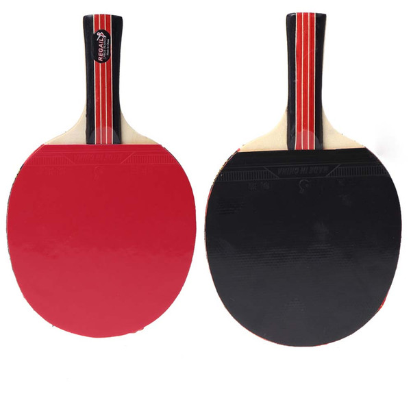Wholesale-Black/Red Long Handle Shake-hand Table Tennis Racket 7-layer Wood Pingpong Paddle with Waterproof Carry Bag Pouch