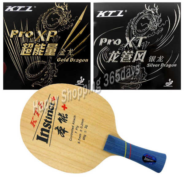 KTL instinct + (1009) Shakehand With KTL Gold Dragon / Silver Dragon Rubbers With Sponge shakehand Long Handle FL