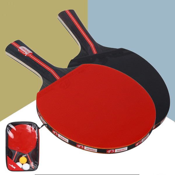 2pcs/lot Table Tennis Bat Racket Double Face Pimples In Long Short Handle Ping Pong Paddle Racket Set With Bag 3 Balls