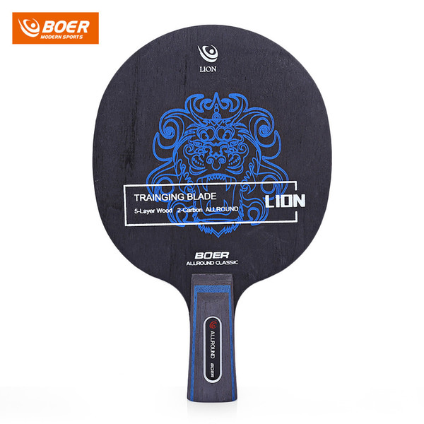 BOER Outdoor Lion Pattern Table Tennis Racket Poplar WoodPong Racket Training Blade With 7 Layers Wood Baseboard