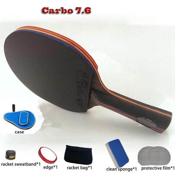 Wholesale- table tennis racket WRB 7.6 pat set 6 free gifts long handle short handle professional carbon fiber table tennis racket