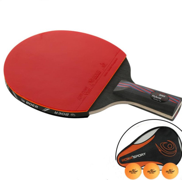 Table Tennis Rackets Bats CS Short Handle Ping Pong Paddles FL Long Handle Rubbers Professional Carbon Fiber Pingpong Racket With Bag