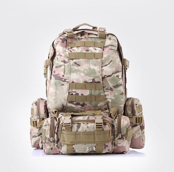 55L Large Capacity Outdoor Sports Multi-functional 3D Nylon Camouflage Duffel Bag Military Tactical Shoulder bag Camping Backpack Hiking