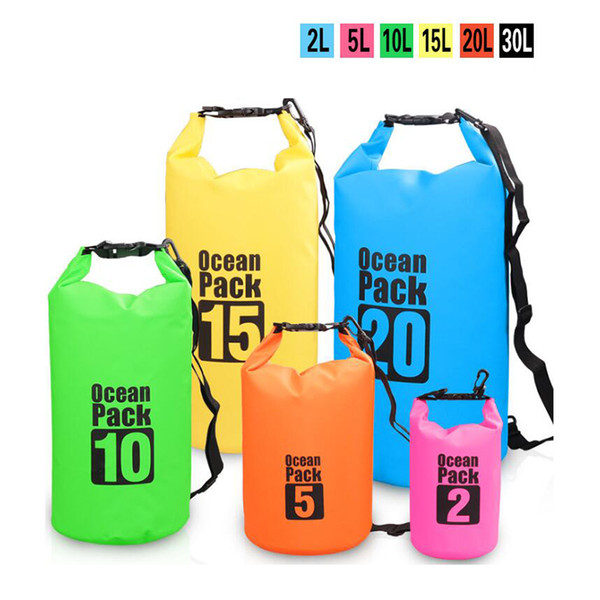 Outdoor Waterproof Bag PVC dry bag wholesale Bucket Pouch Drifting Swimming Floating Storage Boating Travel Kit Beach Water Bag