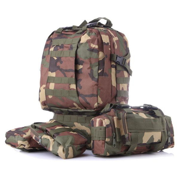 55L Large Capacity Outdoor Multi-functional 3D Nylon Camouflage Military Tactical Camping Backpack Sport Bags Hiking Shoulder Bag