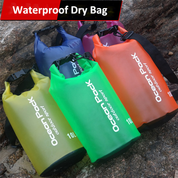 10L PVC Waterproof Dry Bag travel bucket storage beach bag with Adjustable Shoulder Straps for Boating / Kayaking / Fishing / Rafting