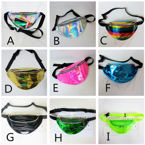 30*16cm Waistpacks Unisex Cool Metallic Silver Transparent Fanny Bags Chest Pack Sparkle Festival Handbags Waist Bag 21 Colors