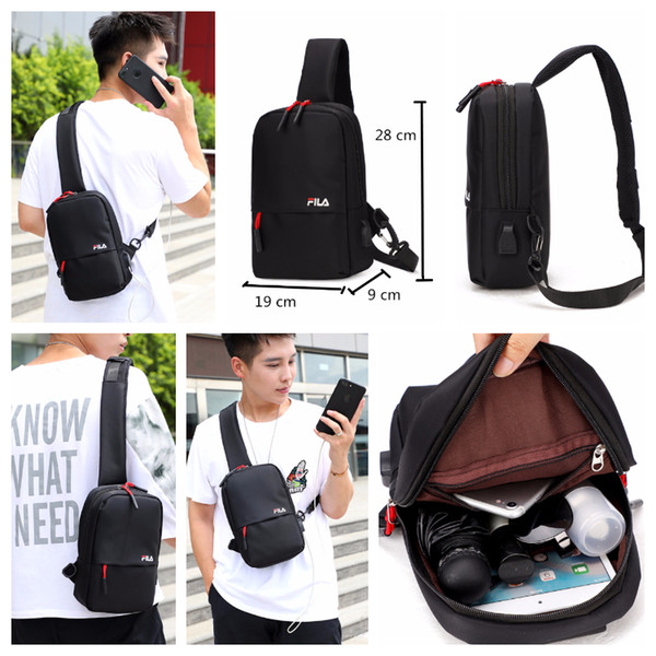 with USB Port Multi Pocket Chest Bags Fanny Pack Beach Purse Bag Waterproof Handbags Purses Mini Outdoor Waistbag Black Stuff Sacks