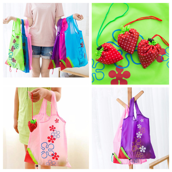 11 Colors Nylon Portable Creative Strawberry Foldable Shopping Bags Reusable Environmental Protection Pouch Eco-Friendly Shopping Bags Tote